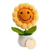 Crochet Flowers Sunflower Potted: Handmade Artifical Knitted Flower Decor Ide... Sunflower