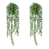 Fake Hanging Plants, 2pcs Artificial Hanging Plants in pots, Fake Plants Arti... Green Plant