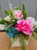 The Demi Princess Rose, Peony & Hydrangea Centerpiece Elegant Spring Floral Peony