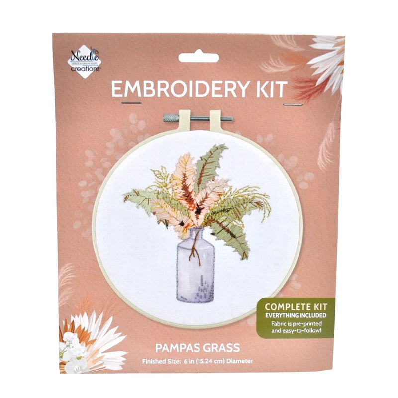 Needle Creations Pampas Grass 6 Inch Embroidery Hoop Kit Pampas Grass