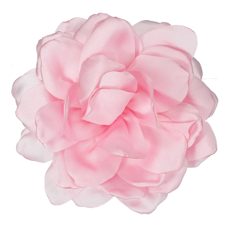 4.7" Silk Satin Flower Brooch Pin Large Peony Floral Lapel Pin Pink Peony