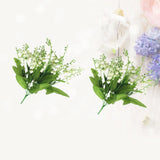 2 Pcs Fake Floral Arrangement Artificial Flowers Bundles Campanula Bell Orchid Green Plant
