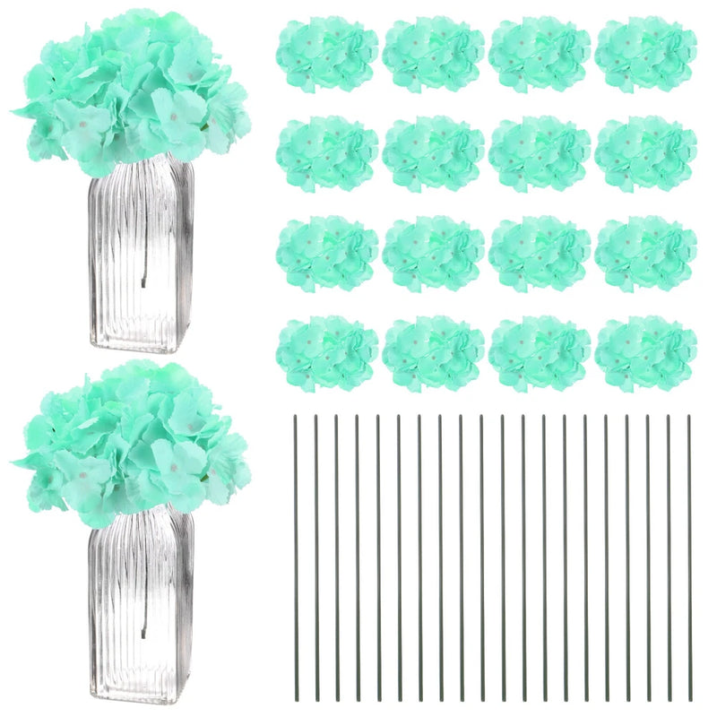 40-Pack Silk Hydrangea Flowers for Home Decor [Blue Green] Hydrangea