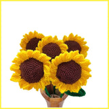 Handmade Forever Crochet Sunflower, handknitted Artificial Flower Bouquet (5pc) Sunflower