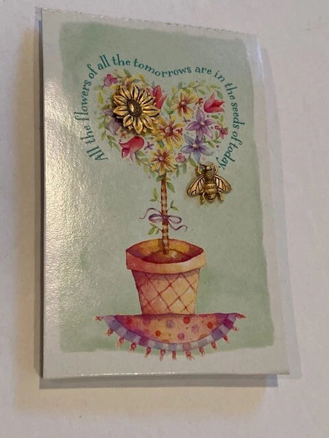 NEW Hallmark Pin Brooch Pair: Sunflower and Bumblebee - Friendship Inspirational Sunflower