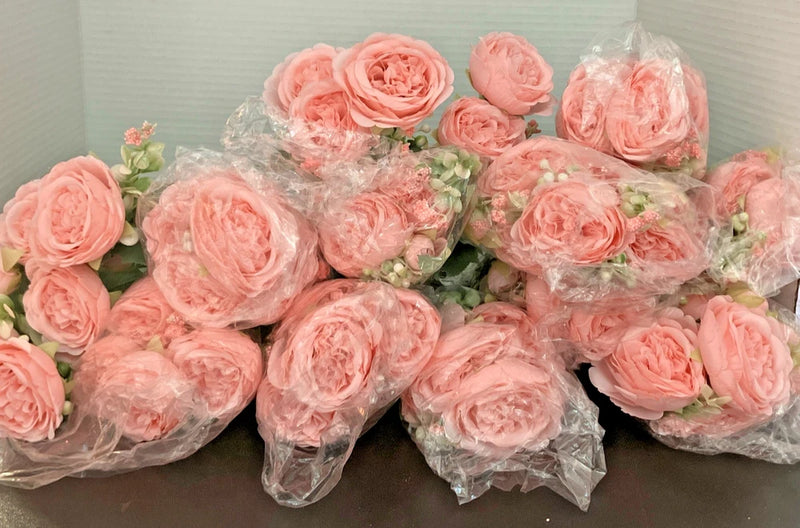 Uimsao Bulk Of 12 Light Pink artificial Silk Peony Flowers,Home Decor NIB spring Peony