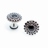 2PCS Stainless Steel Fashion Sunflower Daisy Flower Men Women Stud Earrings Sunflower