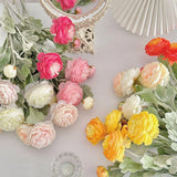6 PCS Fake Peonies Artificial Ranunculus Blush Pink Silk Faux Peony Bouquet Ranunculus