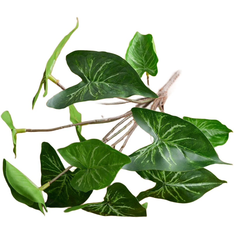 Artificial mini syngonium plant with multiple green leaf heads on stems