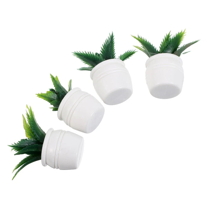 4 Pcs Dollhouse Simulation Potted Plant Mini Artificial Greenery Green Plant