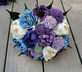 Purple Lavender Dusty Blue Bridal Bouquet Sola Wood Wedding Bridesmaid Flowers Hydrangea