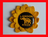 1936 POLITICAL BUTTON LANDON KNOX WITH FELT SUNFLOWER FLOWER PINBACK LARGER SIZE Sunflower