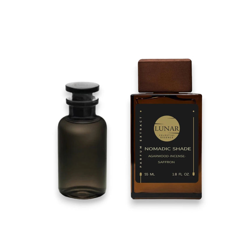 NOMADIC SHADE eau de parfum bottle, 55 ml, amber glass with black cap