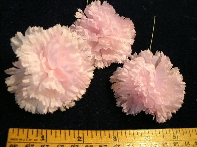 Vintage Millinery Flower 2" Pink Carnation Lot of3 KC3 Carnation