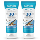 Badger Mineral Sunscreen Cream Active SPF 30 Zinc Oxide Sun Care Organic 2 PACK Bouquet