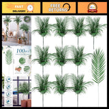 100 Pcs 25" Tropical Artificial Palm Leaves - Faux Plants for Wedding, Party Dec Green Plant