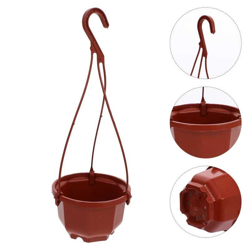 10 Sets Plastic Hanging Flower Pots Indoor Outdoor Plant Holders Garden Planters Garden Plants