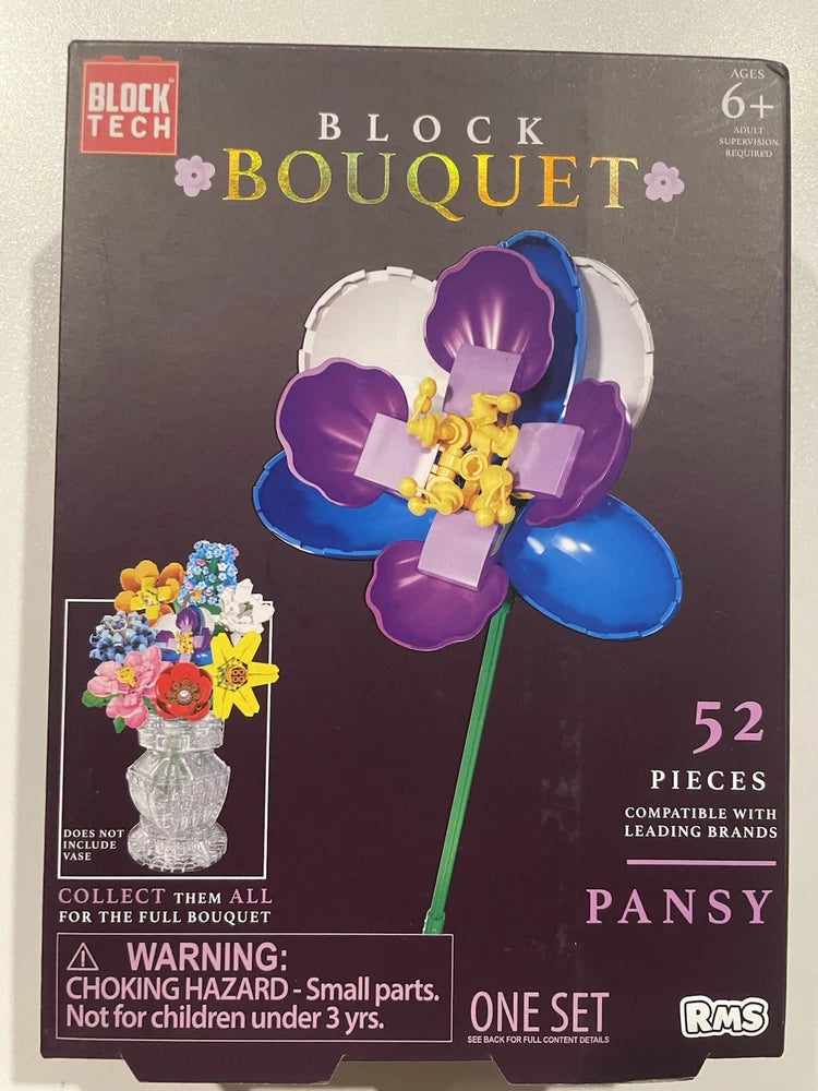 Block Bouquet Pansy Flower Building Block Set 52 Pieces Bouquet