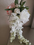 wedding  bouquet/pink hand designed has roses ,wisteria free boutiniere Bouquet
