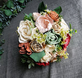 Pink Bridal Bouquet Sage Terra Cotta Burgundy Sola Wood Eucalyptus Bridesmaid Bouquet