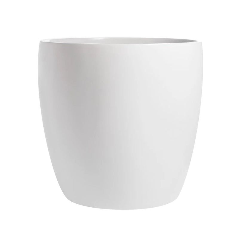 Root and Stock Napa Round Cylinder Modern Garden Planter Fiberglass - White Garden Plants