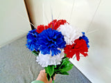 Ashland Red White & Blue Glitter Carnation Artificial Silk Flower Stem  Bush 16" Carnation