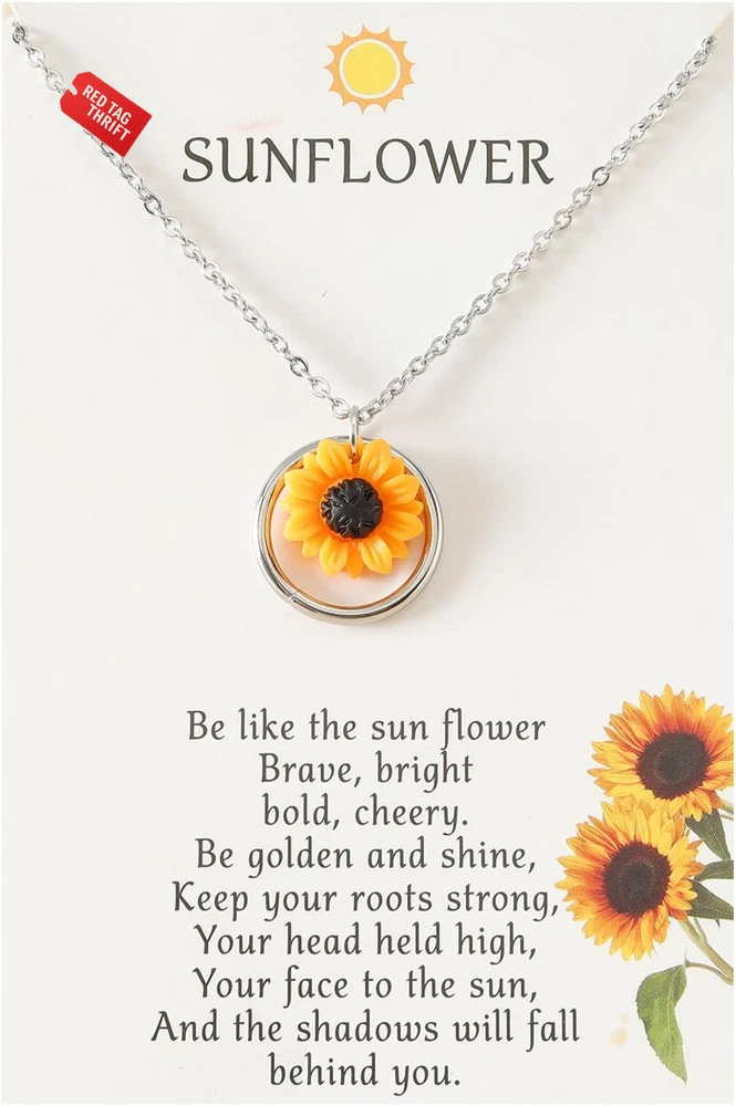Sunflower Flower Daisy Pendant Necklace for Women Friend Adjustable Link Chain L Sunflower