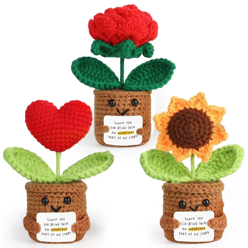 Thank You Gift Positive Crochet Flower Heart Plant Emotional Sunflower Inspir... Sunflower