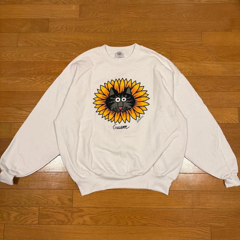 Kuriban Cat Sunflower Flower Sweat L Sunflower