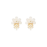 Flower Pearl Cluster Small Earrings Charm Cute White Acrylic Daisy Rose Sunflowe Sunflower