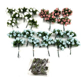 Polyester Rose Buds Flower 4" Wire Stem Bouquet Wreath Craft White Pink Blue Bouquet