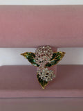 Vintage Swarovski Swan Signed Hydrangea Brooch Ð Pink & Aqua Crystals Hydrangea