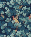 Schumacher Curtain Fabric 'COVEY HEDGE - MIDNIGHT' 3.8 METRES 100% Linen Flowering Plants