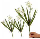 3pcs Artificial Cymbidium Orchid Flowers That Look Real, Faux White Orchid St... Orchids