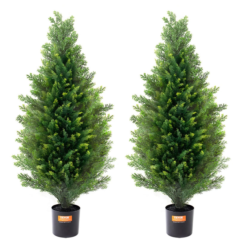 2 Pack 3ft Artificial Cedar Topiary Tree Faux Plant UV Home Decor In/Outdoor Green Plant