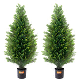 2 Pack 3ft Artificial Cedar Topiary Tree Faux Plant UV Home Decor In/Outdoor Green Plant