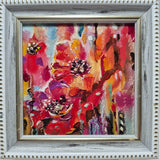 Original autographed oil painting in a frame. Poppies. Impressionism. 4x4 inc Hydrangea