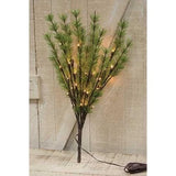 LED Lighted Pine Branch 19 3/4" Tall Warm White 40 Count Light Floral Corded CWI Green Plant