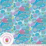 KAFFE FASSETT Free Spirit ASIAN CIRCLES GP89 Turquoise Floral Quilt Fabric Flowering Plants