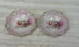2 RS Prussia Rose 5Ó Berry Bowl Pink Flowers Gold Trim Carnation