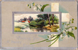 Vintage 1911 Easter Postcard Wishing You A Happy Easter Lily of the Valley Lily
