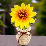 Handmade Crochet Sunflower Vase: Decorative Yarn Flower Sunflower