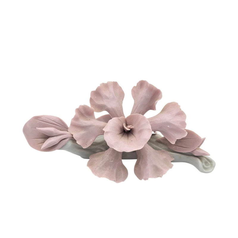 Pink porcelain lily flower figurine with open petals