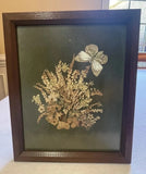 Vtg Pressed Flowers Butterfly Framed Picture Wall Art Decor Estate Piece Dried Flower