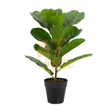 Faux Potted Fiddle Leaf Fig Tree Green Black Artifical Garden Indoor Outdoor Green Plant