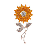 Yellow Rhinestone Sunflower Brooch - Enamel Crystal Plant Pin, Charm Sun Flower Sunflower