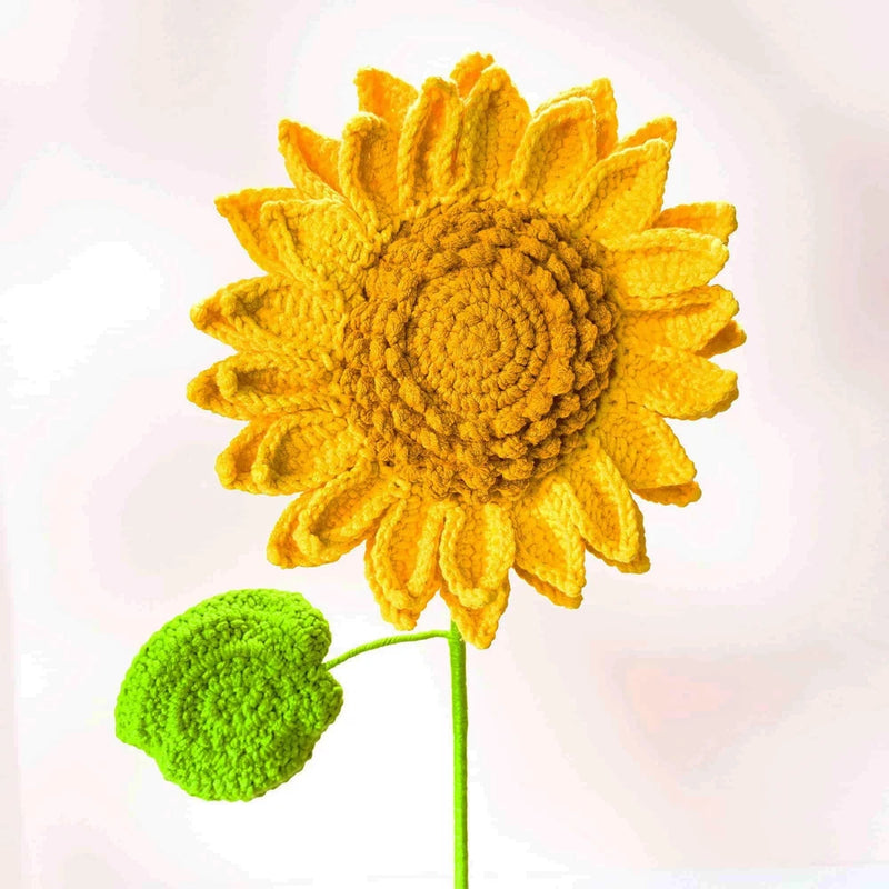 ONE Handmade Crochet Sunflower Stem | Tall Sunflower Decor | Yarn Flower Gift | Sunflower