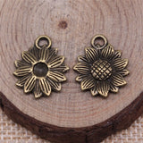 12/30PCS Antique Bronze Tone Sunflower Charm Pendant XCB26 Sunflower