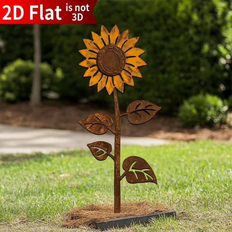 Rustic Sunflower Garden Stake Decorative Outdoor Yard Flower Lawn Decor Garden Plants