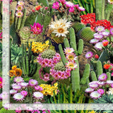Southwest Fabric | Flowering Cactus Allover Green | Timeless Treasures YARD Flowering Plants
